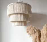 Chandelier, Cotton Pendant Light, Fringe Light Fixture, Tassel Lamp Shade, Nursery Lighting